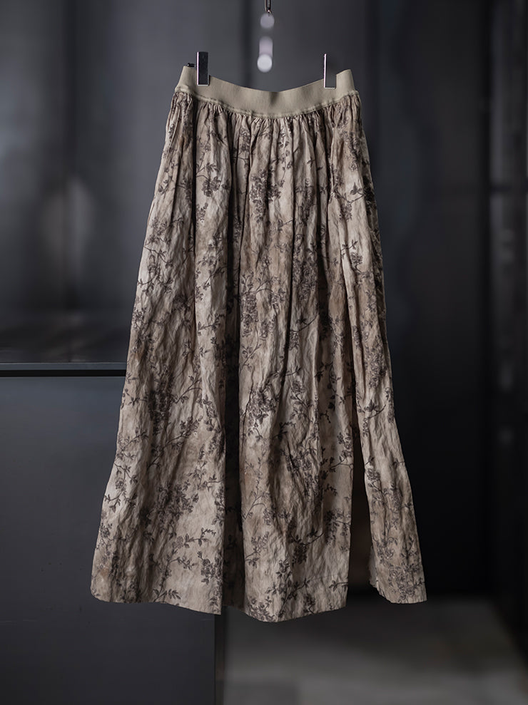 UMA WANG <br>WOMENS フラワープリントスカート / DIRTY WHITE × GREY