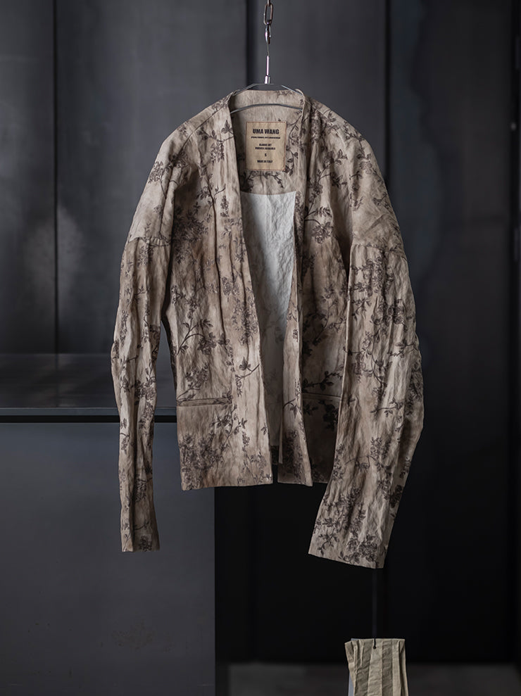 UMA WANG <br>WOMENS フラワープリントジャケット / DIRTY WHITE × GREY