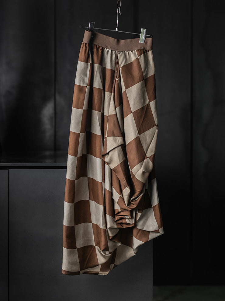 UMA WANG<br>WOMENS GROP SKIRT / MUSTARD/TAN