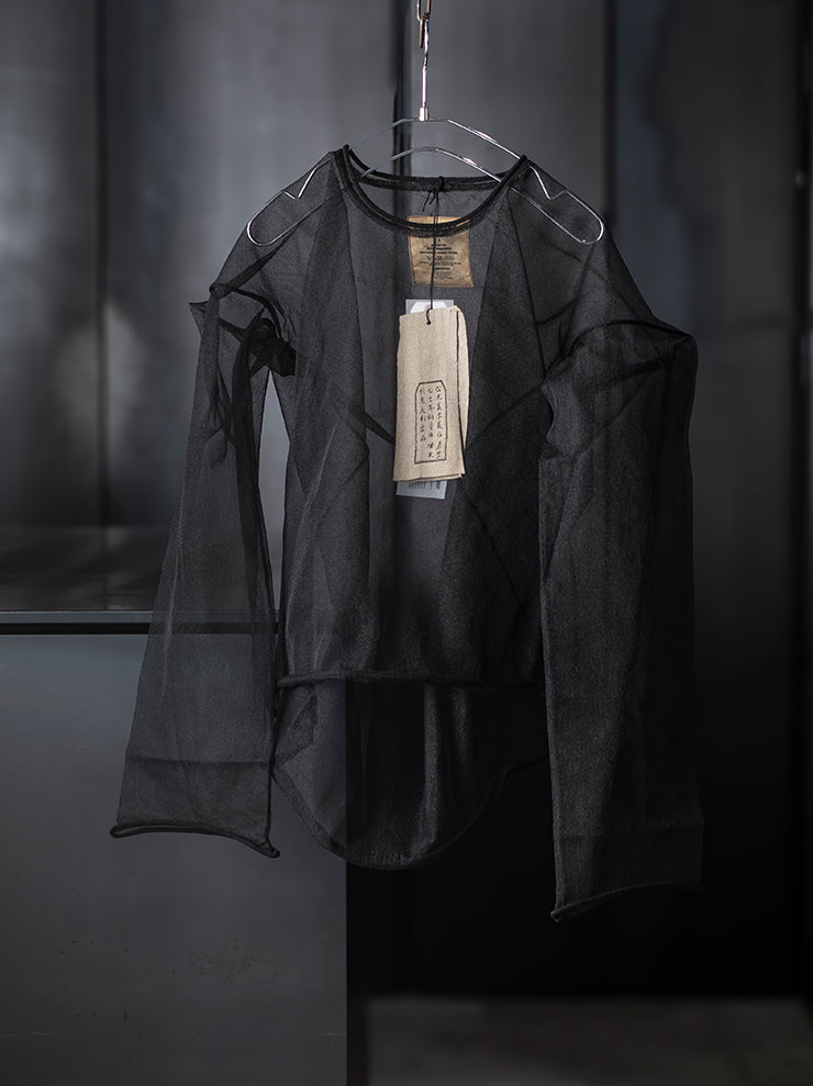 UMA WANG <br>WOMENS チュールロングスリーブトップス / BLACK