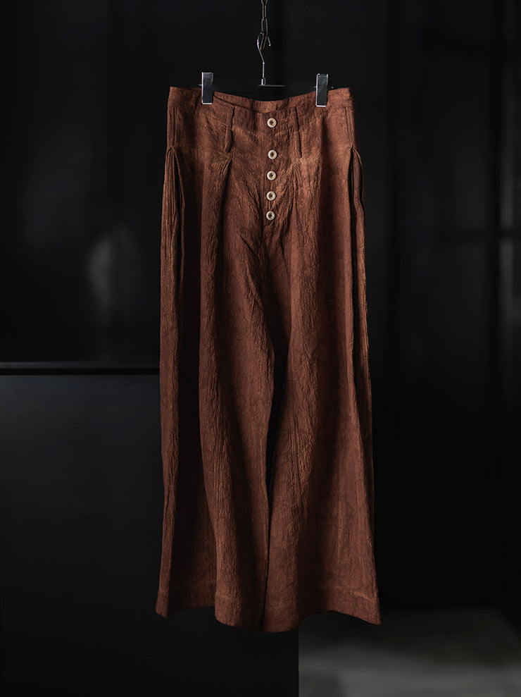 KINYAN LAM<br>WOMENS Natural Dye Jacquard Balloon Cut Trousers / Brown