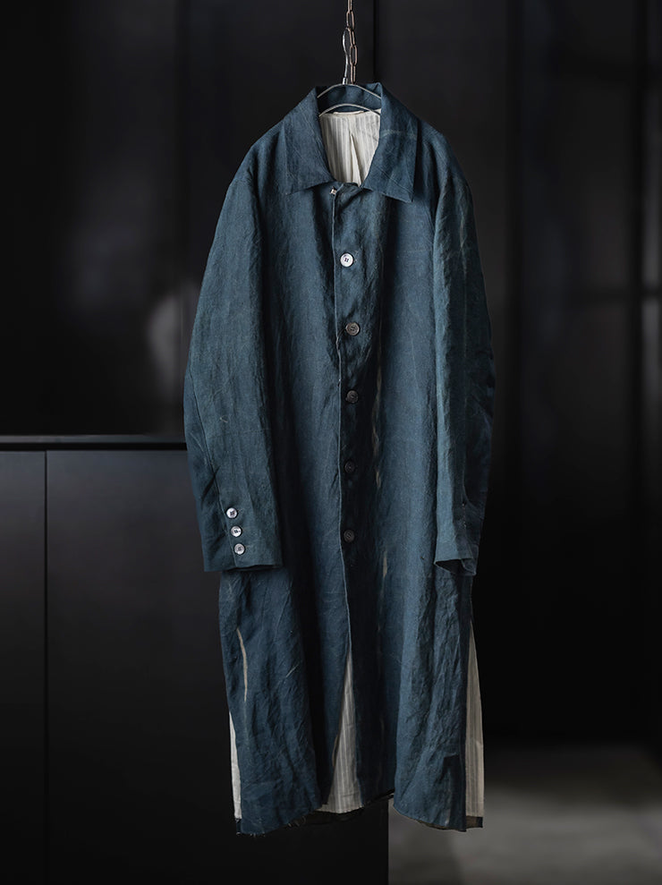 K’ANG <br>Unisex relaxed-fit dust coat with 925 silver closer / SHADOW