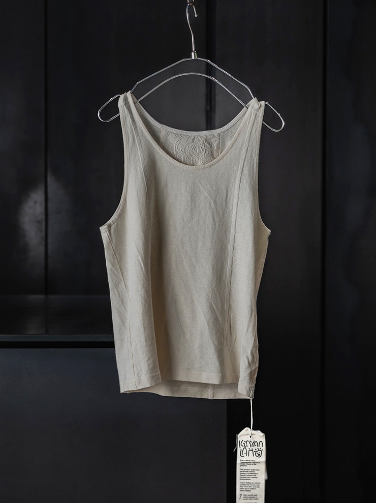 KINYAN LAM<br>WOMENS Jersey Tank Top / Raw White