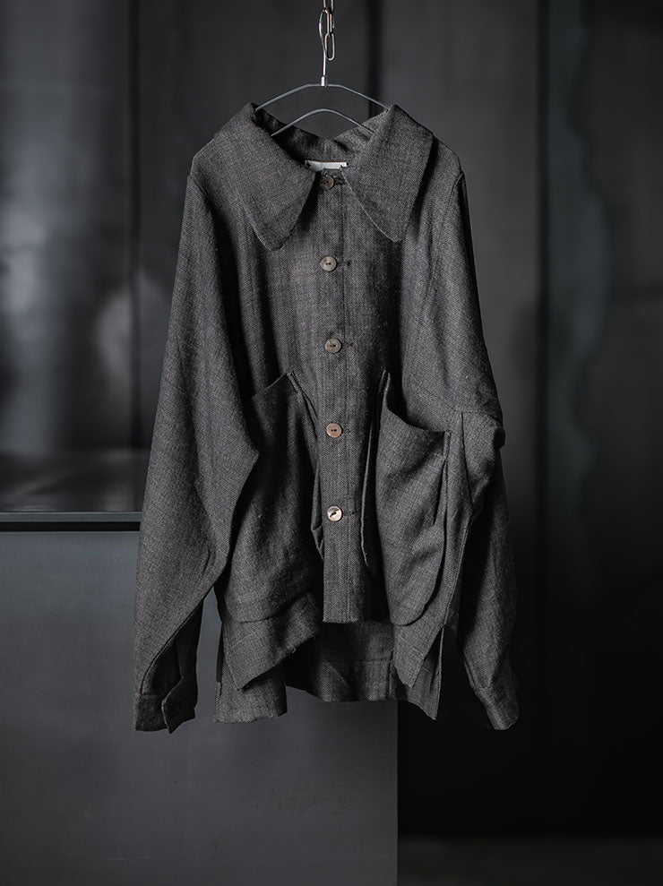 GATHERING<br>UNISEX FARMER JACKET / BLACK AND GREY