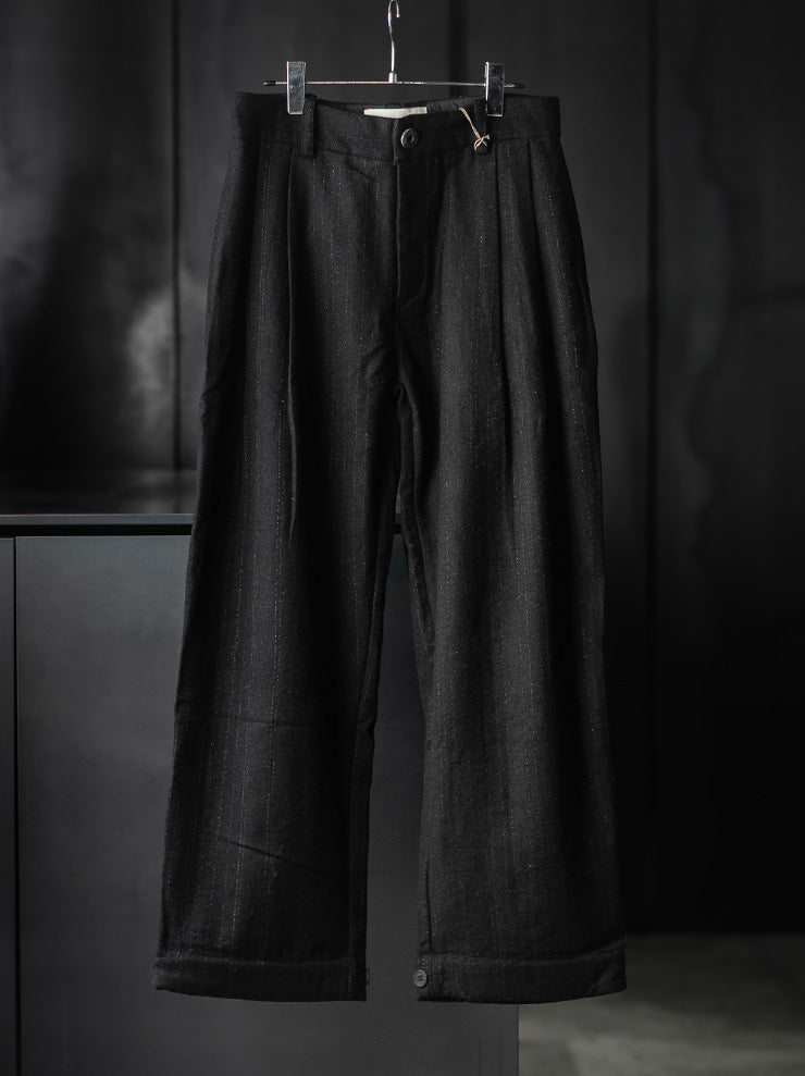 toward(s)<br />2 PLEAT PANTS IN DRIZZLE WEAVE WOOL / IRON INK BLACK