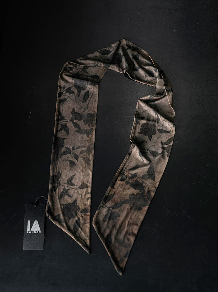 IA LONDON<br>RIBBON COTTON DOUBLE-SIDED SCARF / MIDNIGHT VIOLETS PRINT