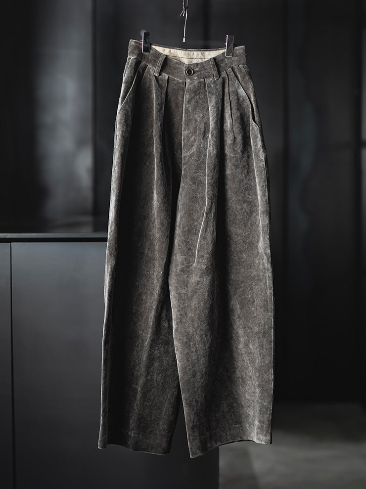 UMA WANG<br> WOMENS VELVET TROUSERS / DARK GRAY