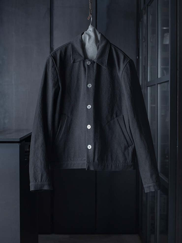 K'ANG<br>MENS SPLIT LAYER BACK DENIM JACKET / OFF BLACK