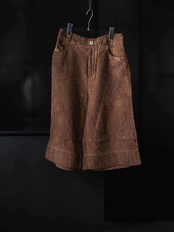 KINYAN LAM<br>Unisex Jacquard Wide Capri Trousers / Brown