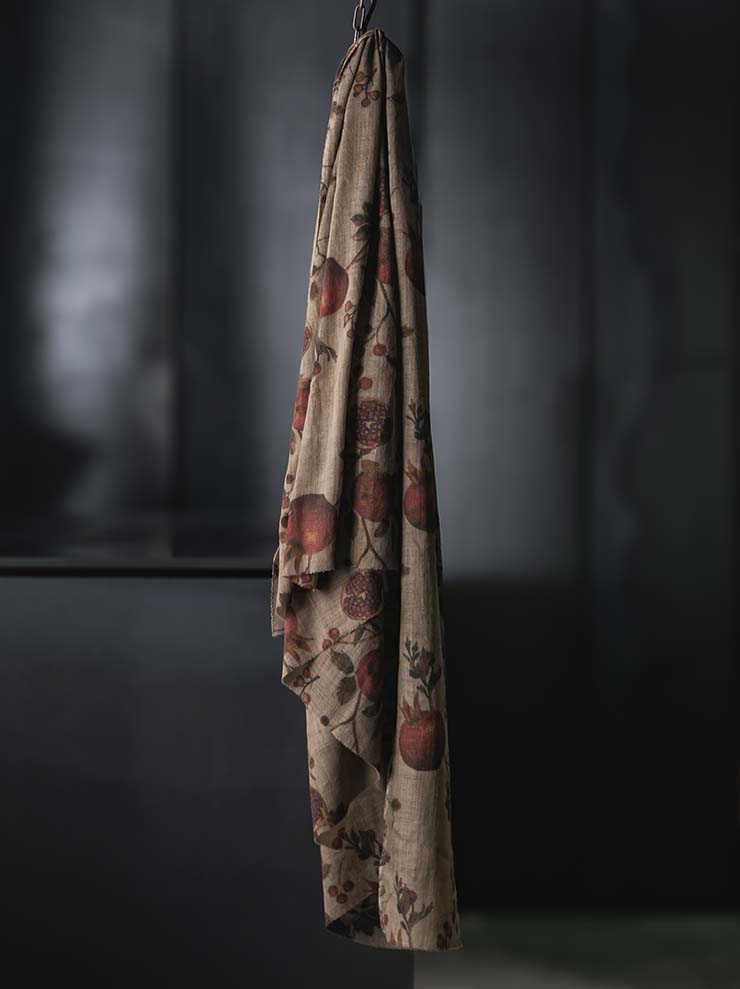 UMA WANG<br>WOOL SCARF  / TAN/RED/GREEN