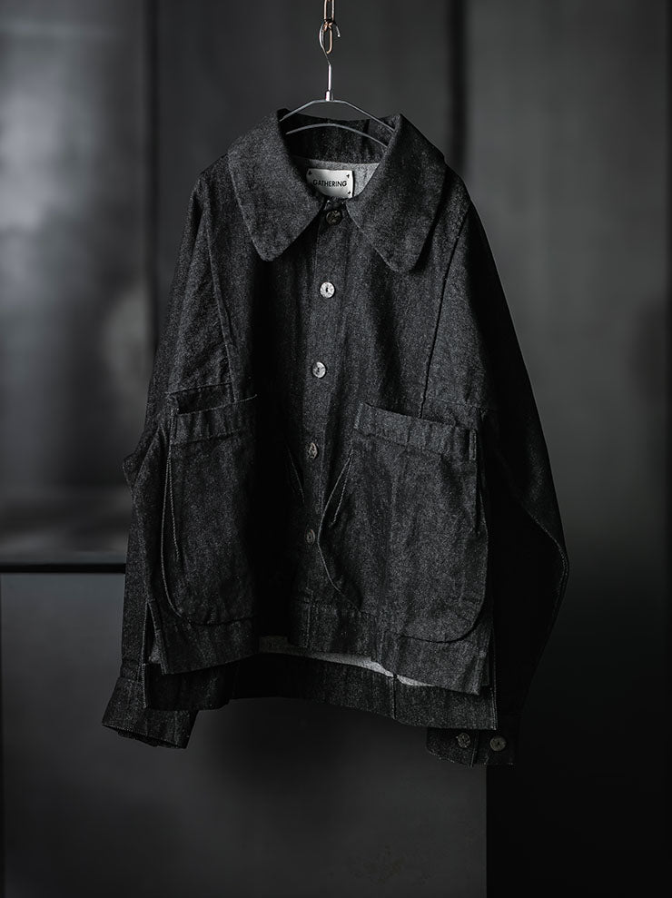 GATHERING<br>UNISEX FARMER JACKET / BLACK