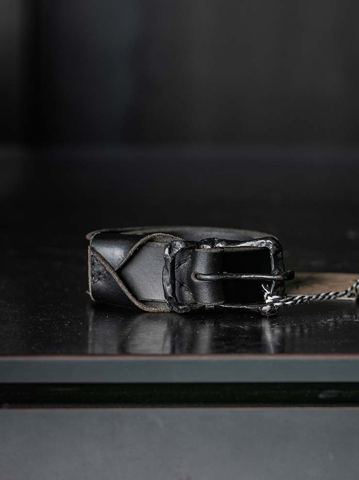 P.R.PATTERSON<br>HAND CAST RECTANGLE BRONZE BUCKLE BELT / BLACK PATINA