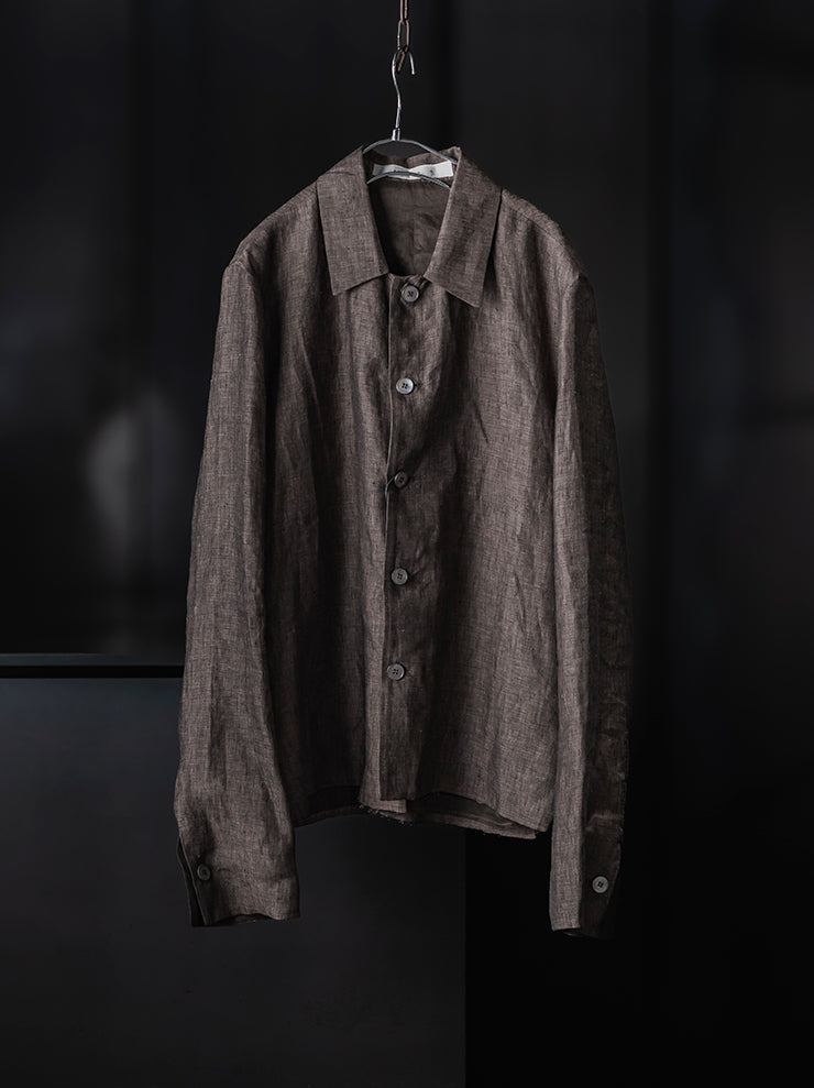K’ANG <br>Unisex reversible shirt jacket / DARK BROWN + DARK GREY