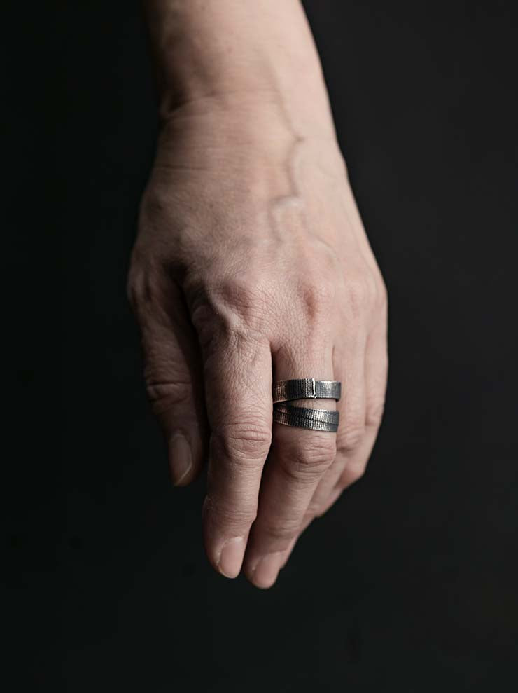 DETAJ<br>2-BANDAGE SILVER RING / 2-VTGR05 / VINTAGE SILVER