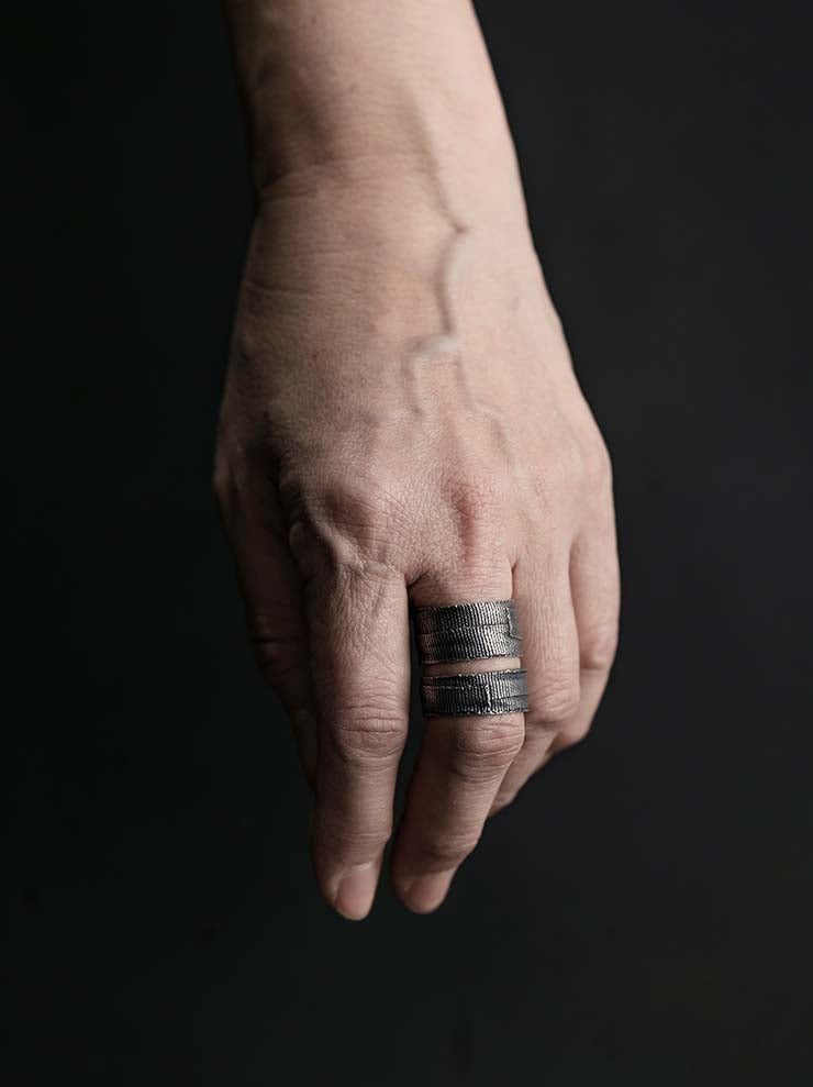 DETAJ<br>2-BANDAGE SILVER RING / 2-VTGR06 / VINTAGE SILVER