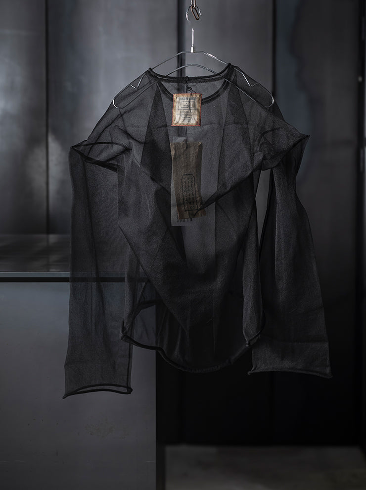 UMA WANG <br>WOMENS チュールロングスリーブトップス / BLACK