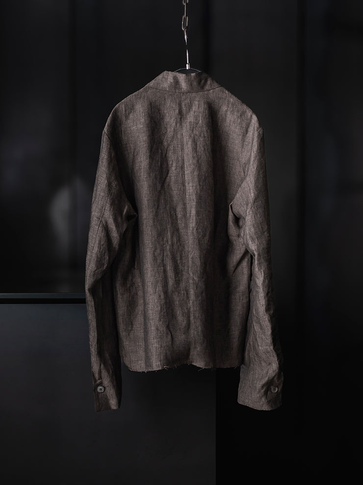 K’ANG <br>Unisex reversible shirt jacket / DARK BROWN + DARK GREY