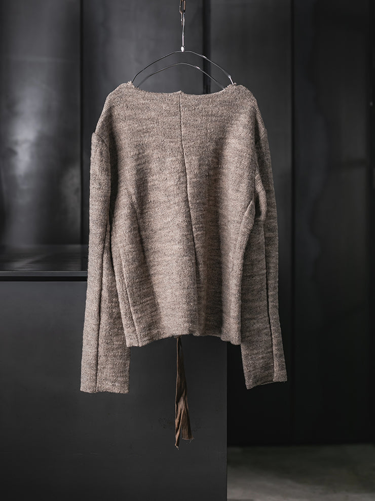 K'ANG<br>UNISEX ROUND NECK MID FIT CARDIGAN / GREYISH BROWN