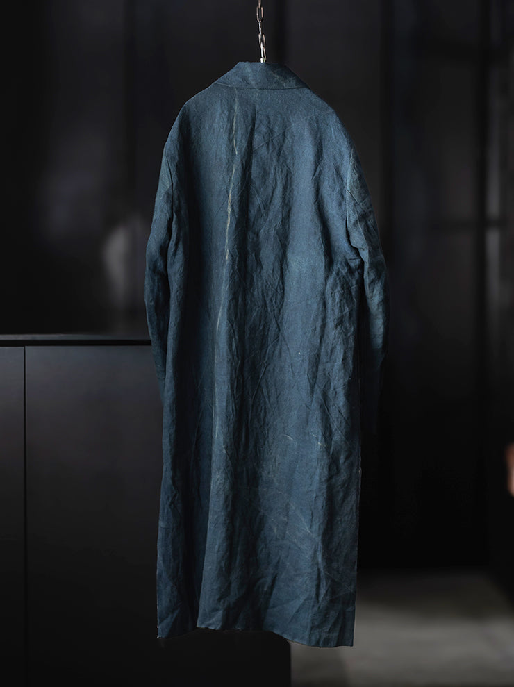 K’ANG <br>Unisex relaxed-fit dust coat with 925 silver closer / SHADOW