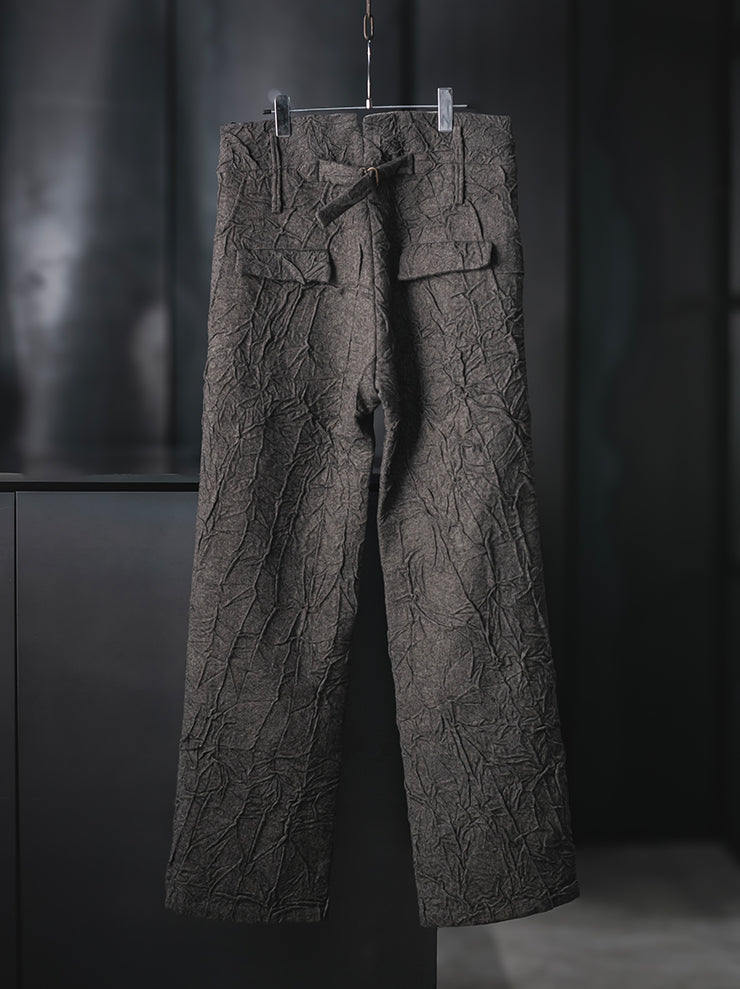 K'ANG<br>MENS HIGH-WAIST WIDE FIT TROUSERS / BROWN