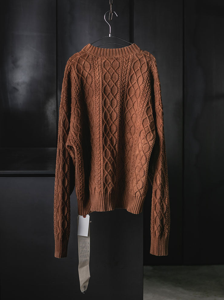 KINYAN LAM<br>UNISEX Natural Dye Slanted Collar Sweater / Brown