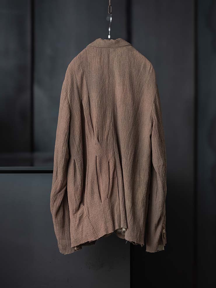 CHIAHUNG-SU<br> WOMENS HAND WOVEN & MUD DYED PEAK LAPEL / LIGHT LOTUS