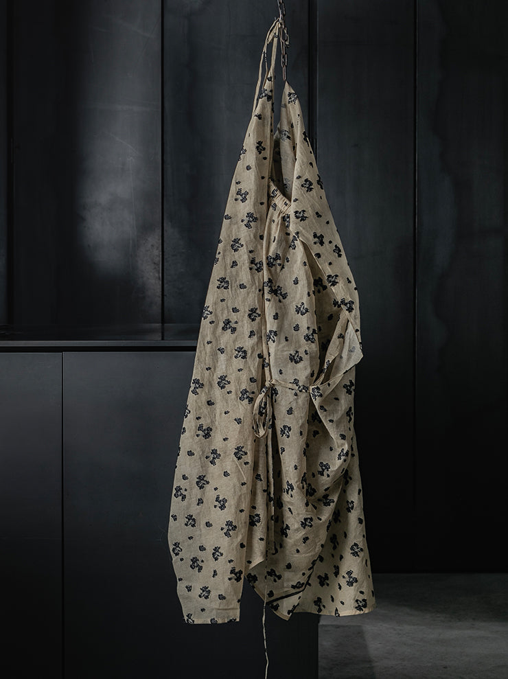 CHIAHUNG SU<br>HAND DYED STRAPPED LAYERING & RAW EDGE DRESS / FLORAL