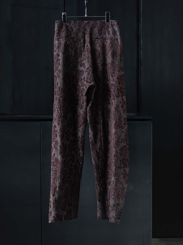 UMA WANG<br> WOMENS JACQUARD TROUSERS / DARK RED