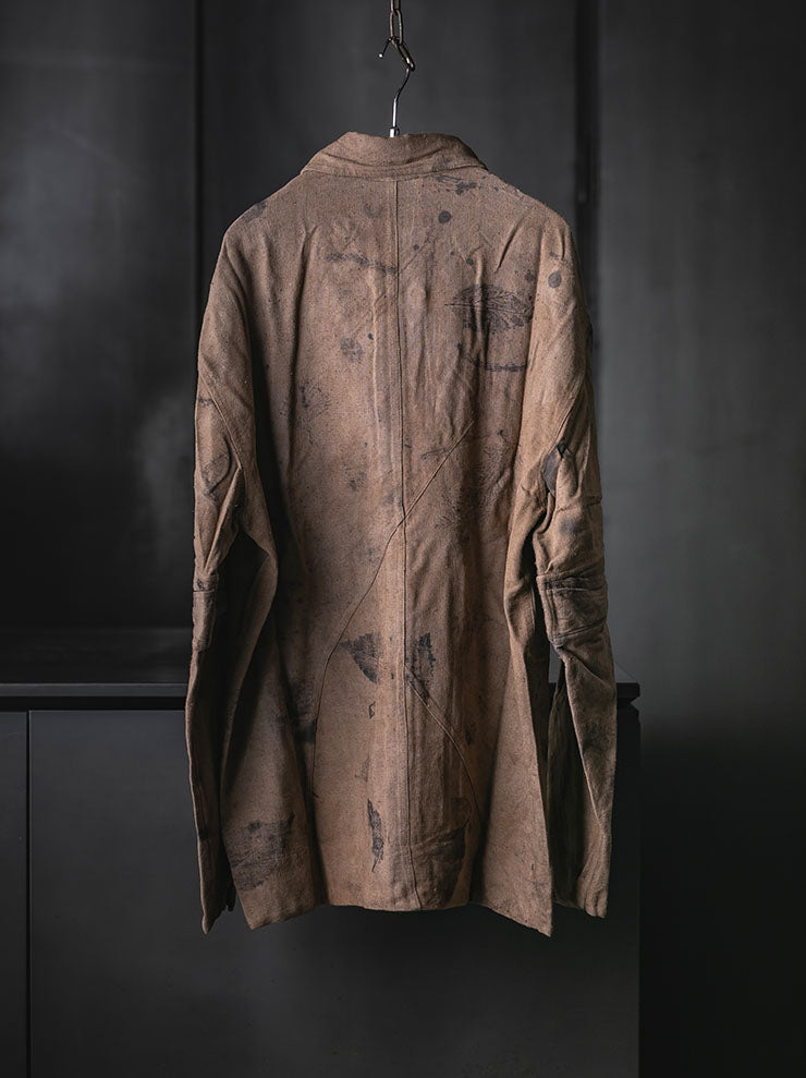 OUTBREAK LAB<br>MENS Overlay Shirt in Eri Silk / Naturally Dyed Beige