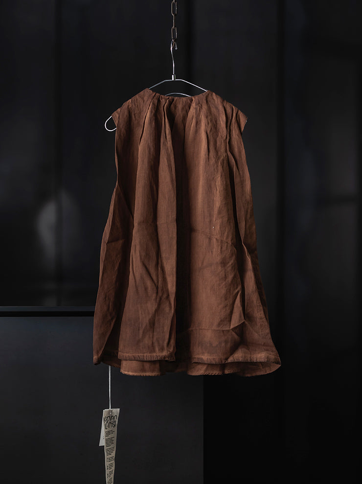 KINYAN LAM<br>WOMENS Natural Dye Pleated Ballon Vest / Brown