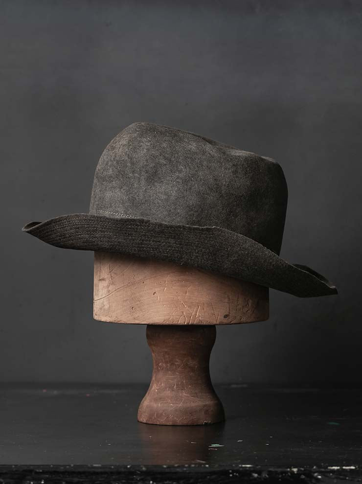 HORISAKI<br>ラビットファーフェルトハット RHNOS007 - fw26 / GREY ROCK