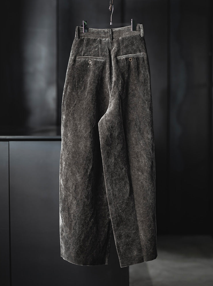 UMA WANG<br> WOMENS VELVET TROUSERS / DARK GRAY