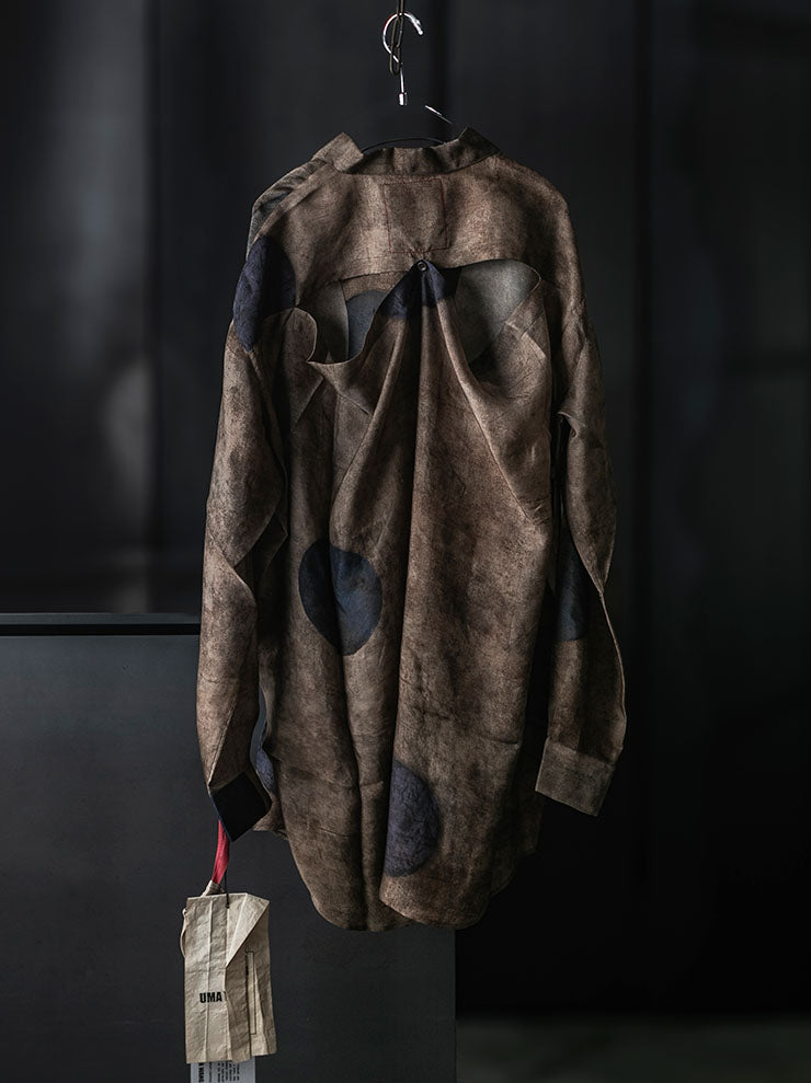 UMA WANG<br>WOMENS TEAYS TOP / BROWN/BLUE