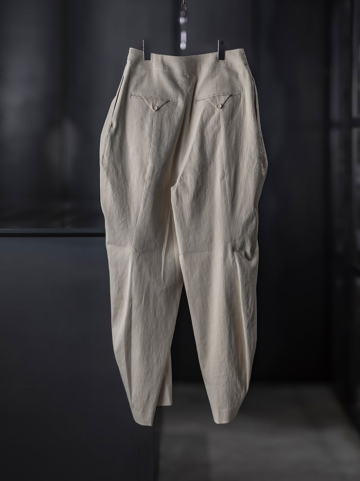 UMA WANG <br>WOMENS タックトラウザー / OFF WHITE