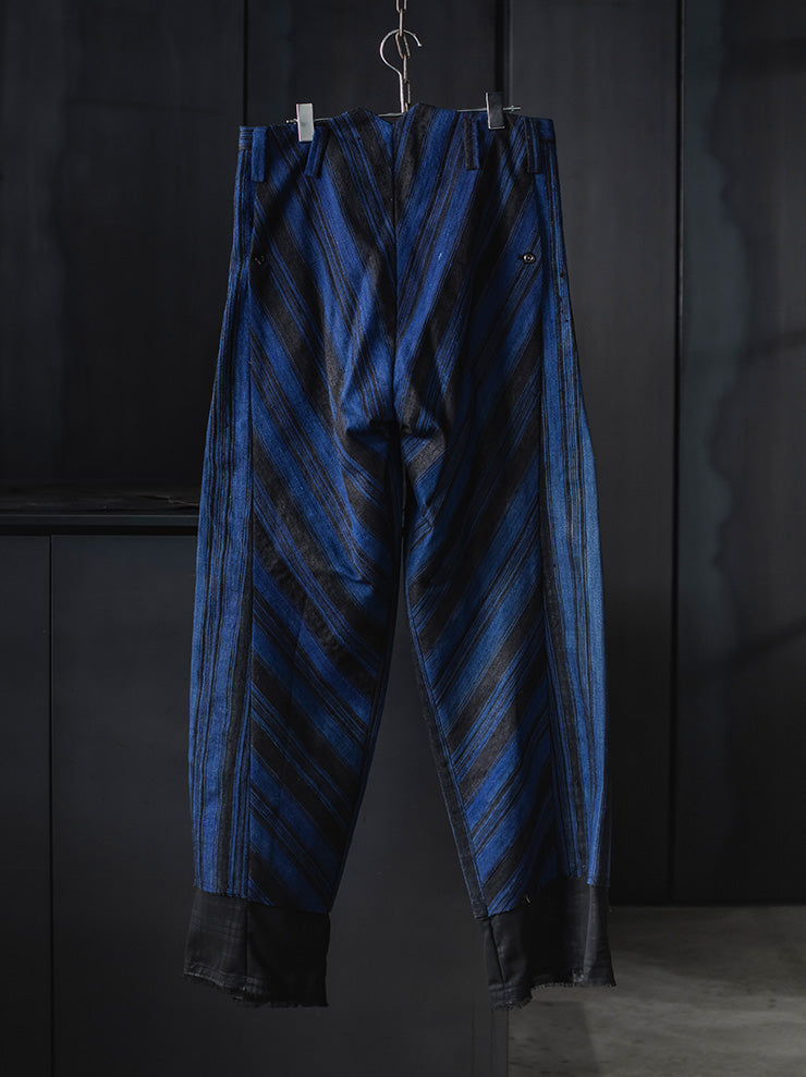 OLUBIYI THOMAS<br> Striped wide pants / Blue &amp; Black