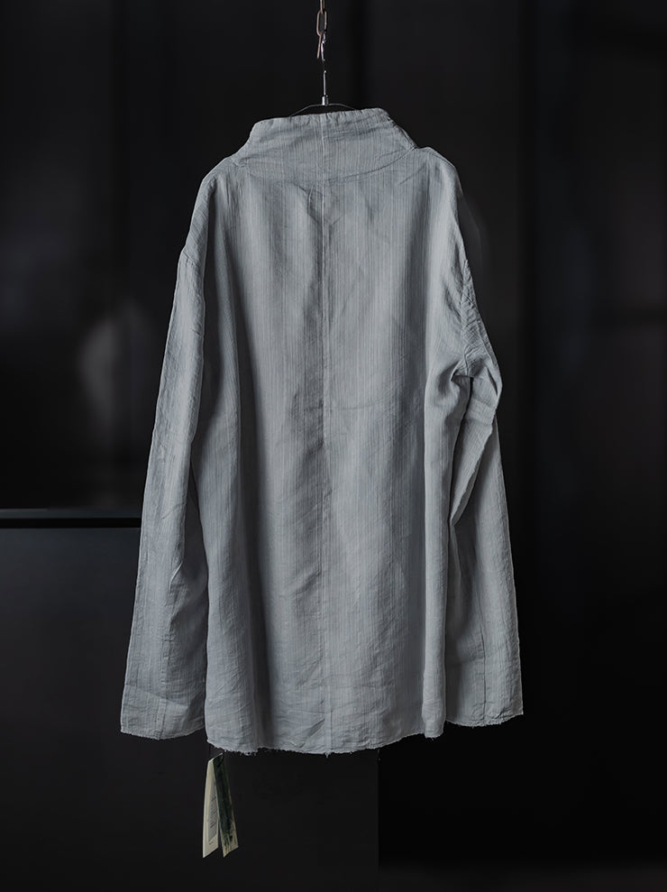 K’ANG <br>Men’s opened collar pullover shirt / GREY INDIGO