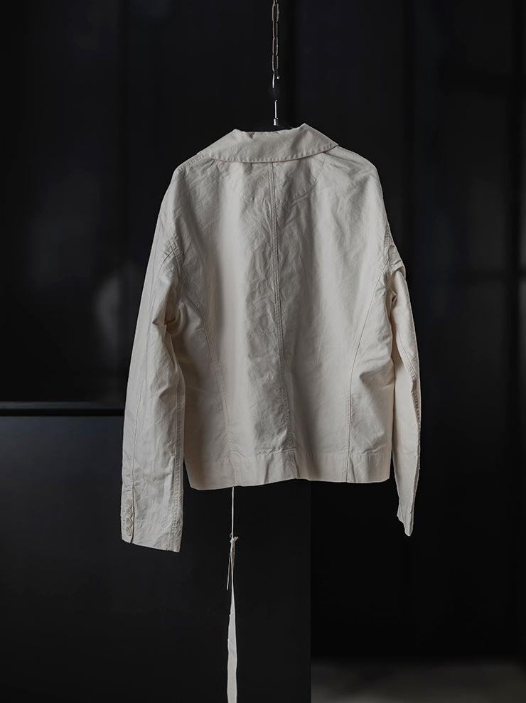 KINYAN LAM<br>Unisex Hand Embroidery Raglan Sleeve Jacket / Raw White