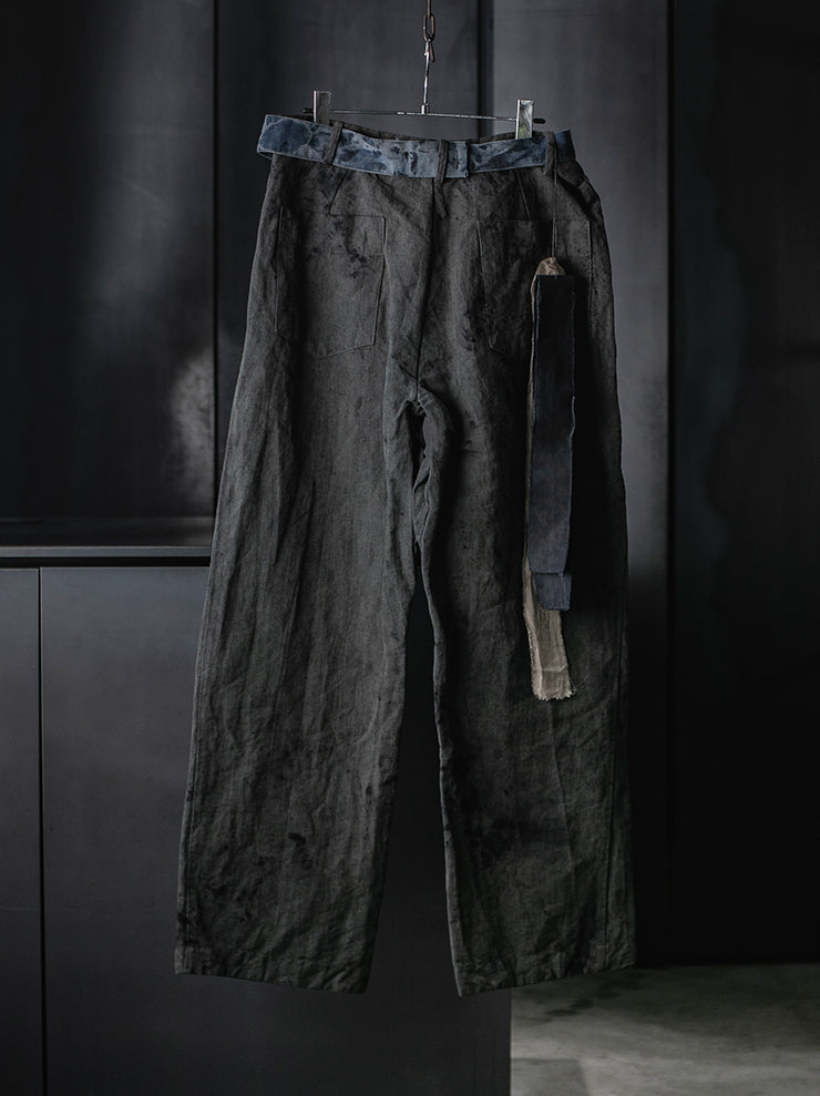 ATELIER SUPPAN<br>MEN'S Blue-green hemp TROUSERS / E26-08