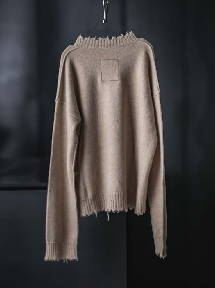 UMA WANG<br>WOMENS CACHMERE LONG SLEEVE KNIT  / TAN