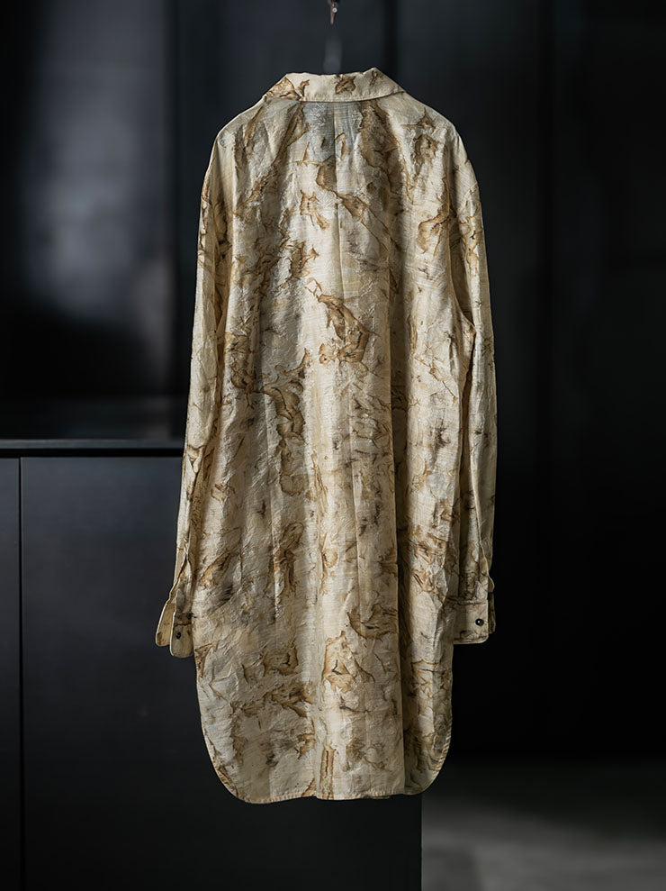CHIAHUNG SU<br>WOMENS DYED VINTAGE FABRICS ELONGATED SHIRT