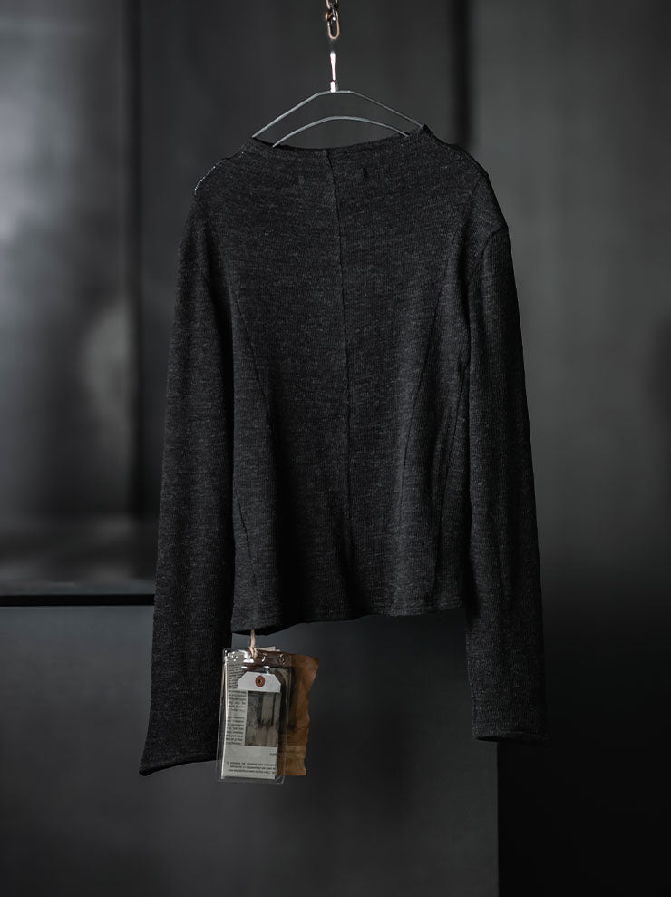 CHIAHUNG SU<br>WOMENS HAND DYED & KNITTING PATCH-WORK TOPS / DYED BLACK