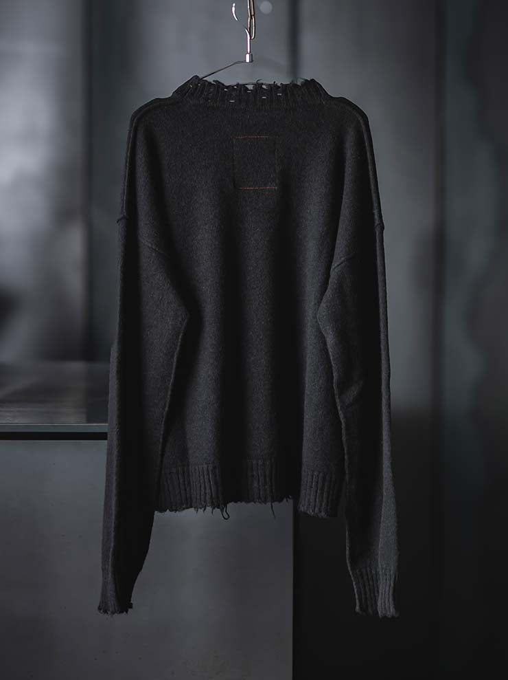 UMA WANG<br>WOMENS CASHMERE LONG SLEEVE KNIT  / BLACK