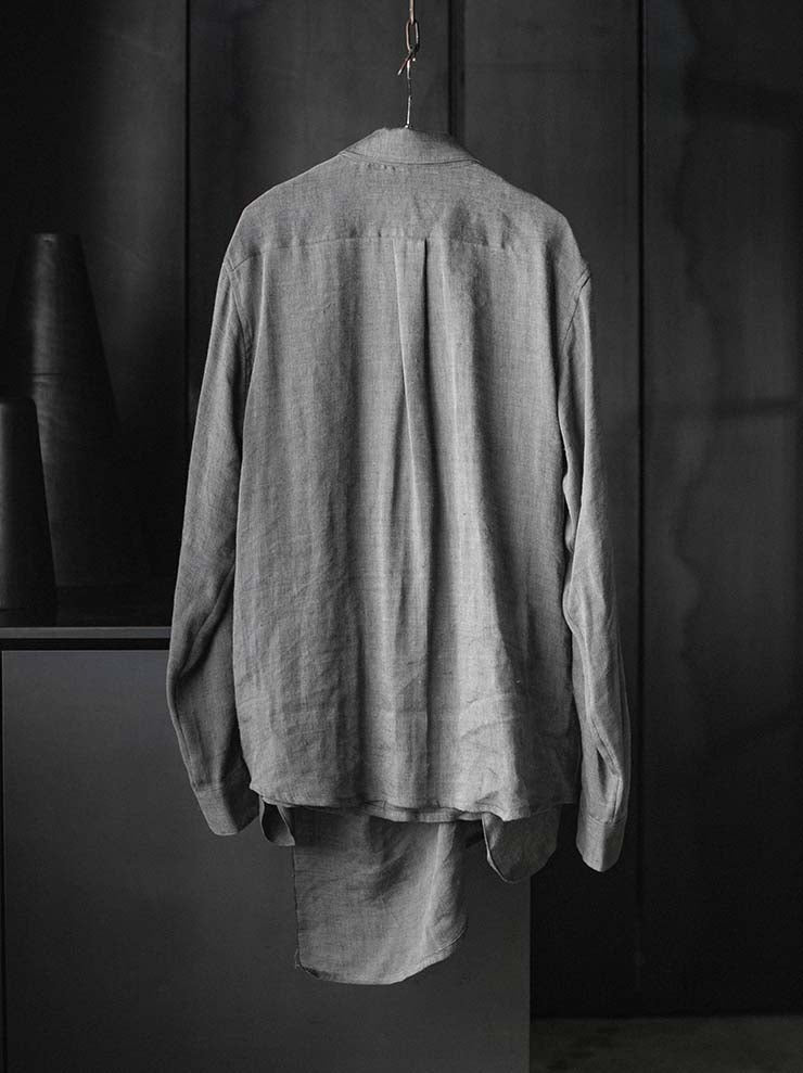CHIAHUNG SU<br>HAND WOVEN & DYED LAYERING SHIRT / WALNUT GREY