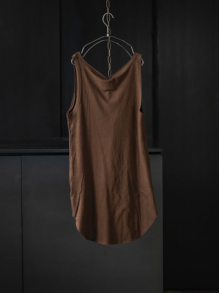 ISSEY FUJITA<br> WOMENS COTTON LINEN ​​TANK TOP / BROWN