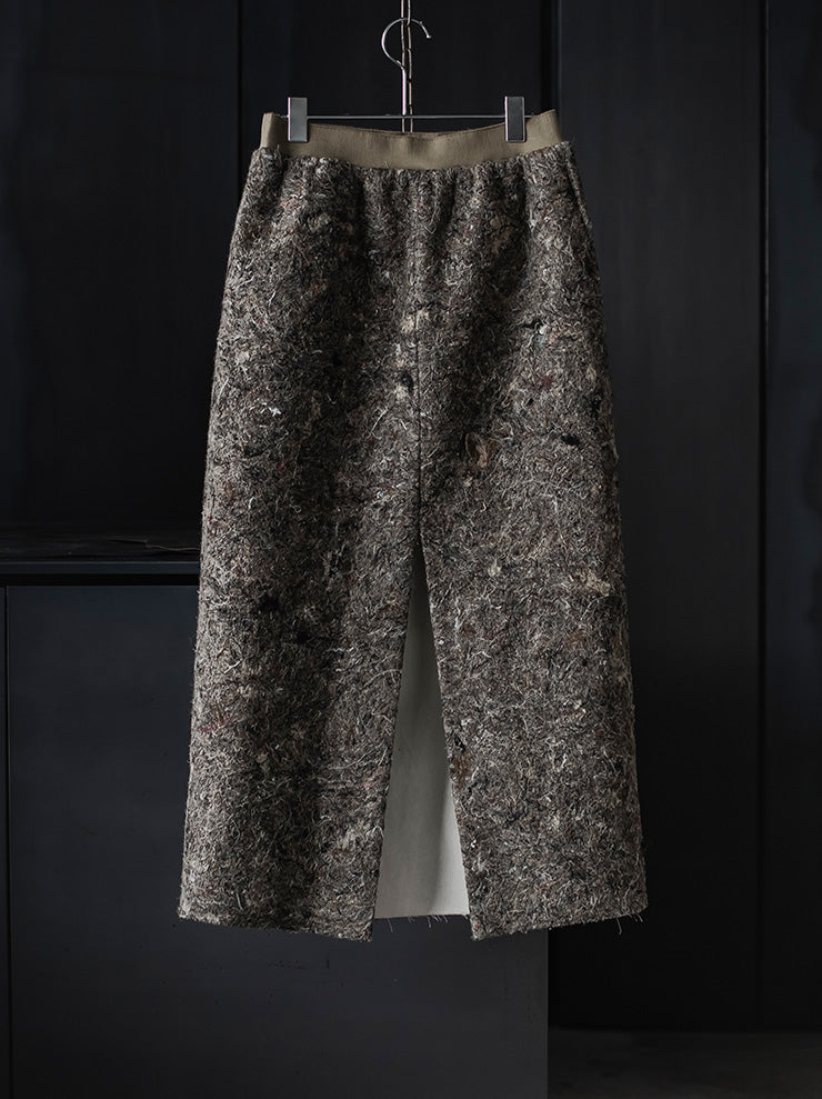 UMA WANG<br> WOMENS blended thread skirt / GRAY BROWN