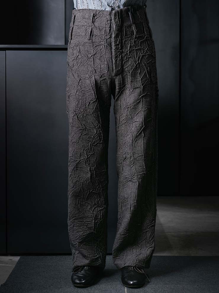 K'ANG<br>MENS HIGH-WAIST WIDE FIT TROUSERS / BROWN