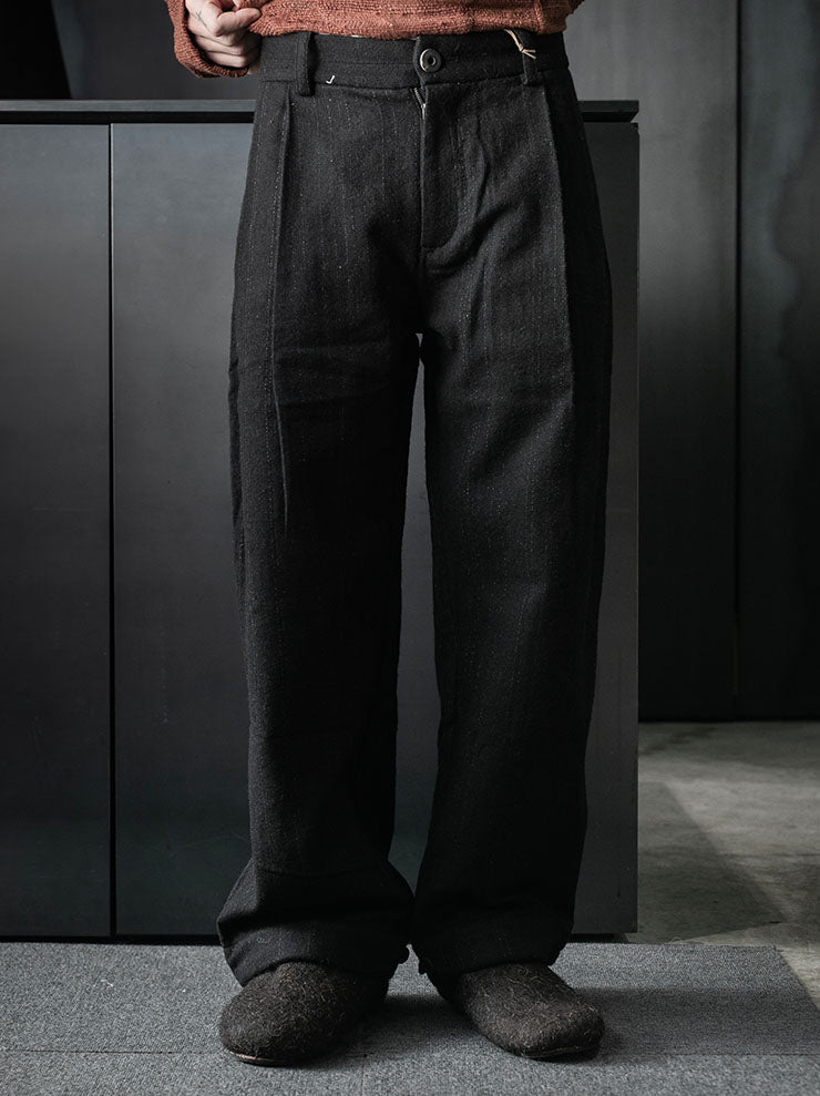 toward(s)<br>2 PLEAT PANTS IN DRIZZLE WEAVE WOOL / IRON INK BLACK