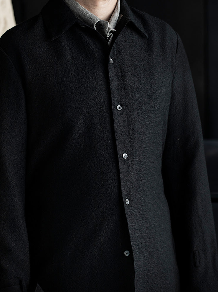 K'ANG<br> UNISEX LINED LEISURE TIE SHIRT / BLACK