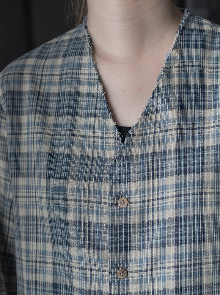 K'ANG<br>WOMEN BACK TIED LONG SHIRT DRESS / BLUE