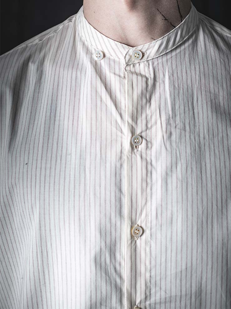 WRIGHT + DOYLE<br>UNISEX ROWDEN SHIRT / CHALK BRICK PINSTRIPE
